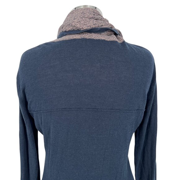 Skunkfunk Navy Long-Sleeve Knit Top With Textured Cowl Neck Size 4 - Picture 7 of 13